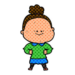 cartoon happy old woman