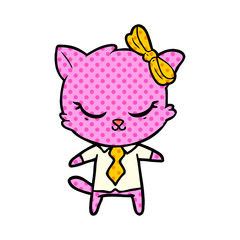 cute cartoon business cat with bow