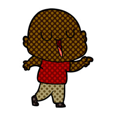 happy cartoon bald man