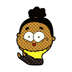 cartoon happy old woman