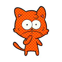 cartoon nervous cat