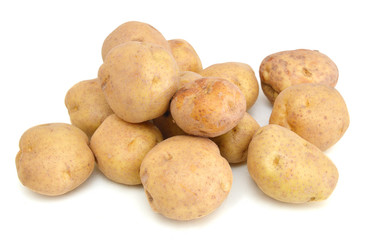 Ripe potatoes isolated on white background