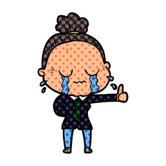 cartoon old woman crying