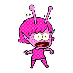 cartoon shocked alien girl