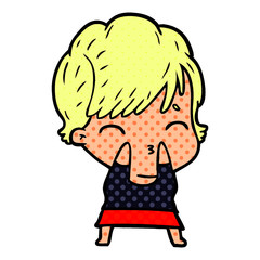 cartoon woman thinking