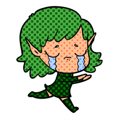 cartoon crying elf girl