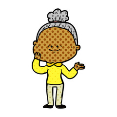 cartoon happy old woman