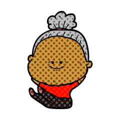 cartoon happy old woman