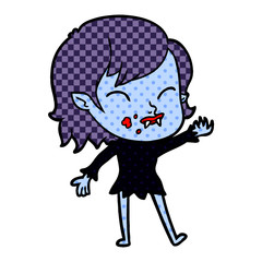 cartoon vampire girl with blood on cheek