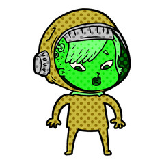 cartoon astronaut woman