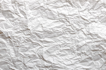 Detail of white crumpled paper texture