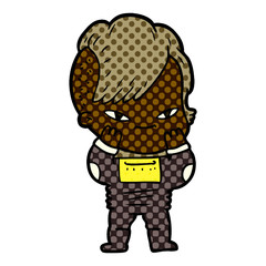 cute cartoon girl with hipster haircut