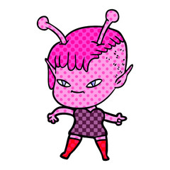 cute cartoon alien girl