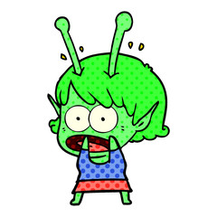 cartoon shocked alien girl