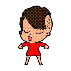 cartoon pretty hipster girl