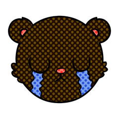cute cartoon teddy bear face crying