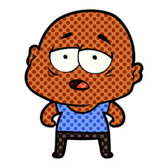 cartoon tired bald man