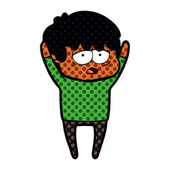 cartoon exhausted boy