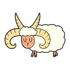 cartoon long horned ram