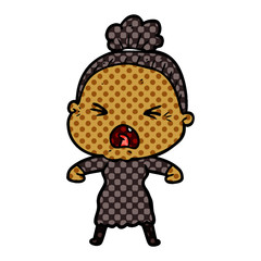 cartoon angry old woman