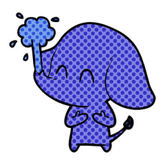 cute cartoon elephant spouting water