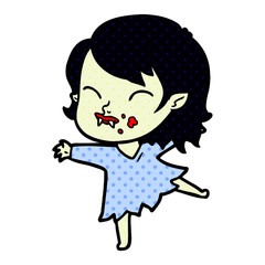 cartoon vampire girl with blood on cheek
