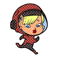 cartoon astronaut woman