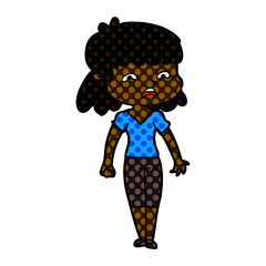 cartoon worried woman