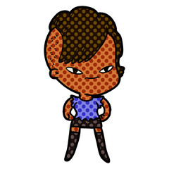 cute cartoon girl with hipster haircut