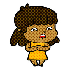 cartoon worried woman