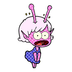 cartoon shocked alien girl