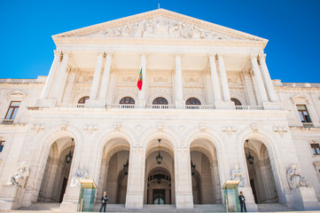 Fototapeta na wymiar Portugal, Lisbon, Front view of Assembleia da Republica (Portuguese Parliament) building