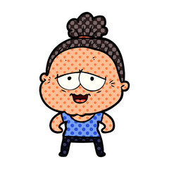 cartoon happy old lady