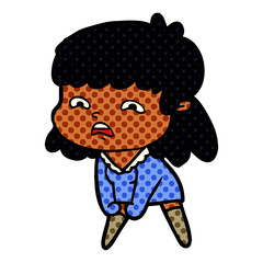 cartoon worried woman