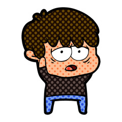 cartoon exhausted boy