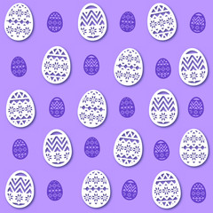Easter Eggs pattern on purple background
