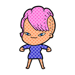 cute cartoon girl with hipster haircut