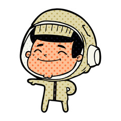 happy cartoon astronaut
