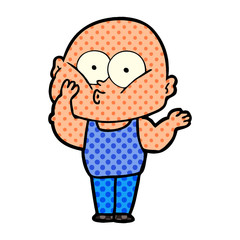 cartoon bald man staring