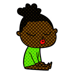 cartoon calm woman
