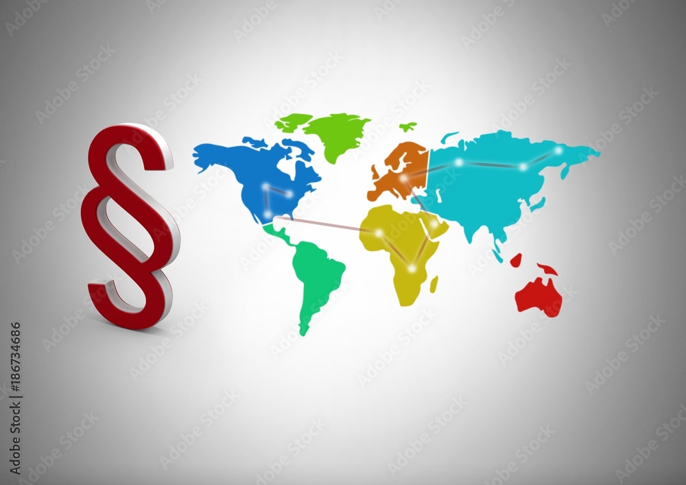 Poster 3d section symbol icon with world map