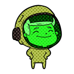 happy cartoon astronaut
