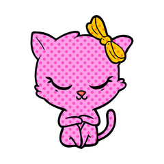 cute cartoon cat with bow