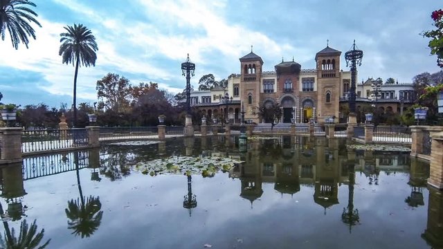 Mudejar pavilion of Museum of Popular Arts And Traditions in Sevilla (Seville), Andalucia, Spain. Located in the Maria Luisa park in center of Seville old town
