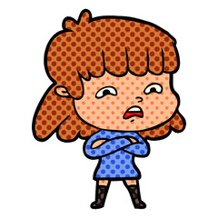 cartoon worried woman