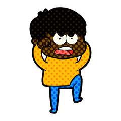 worried cartoon boy