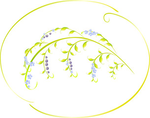 Pattern in the form of berry and blue flower branch. EPS10 vector illustration