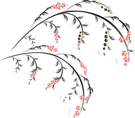Pattern in the form of berry and red flower branches. EPS10 vector illustration
