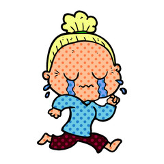 cartoon crying old lady