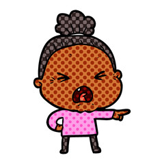 cartoon angry old woman